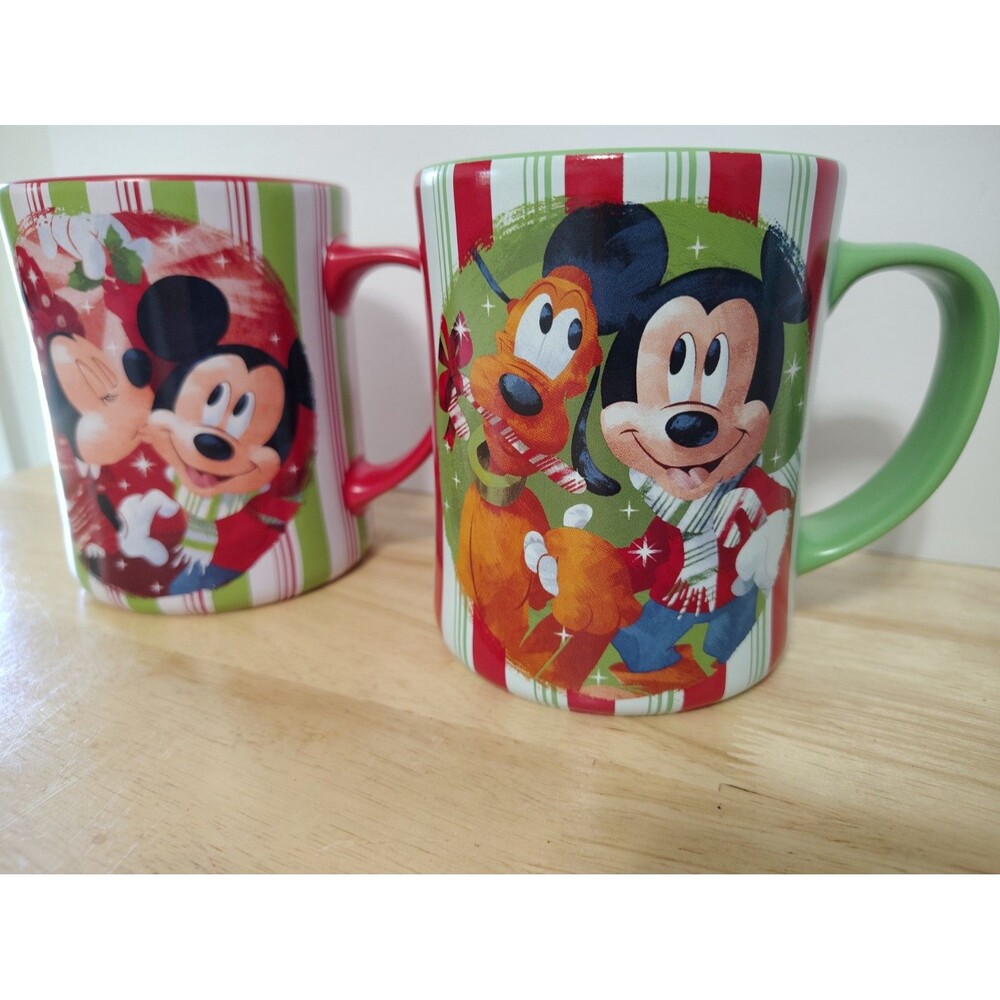 Disney Store Exclusive Christmas Holiday Ceramic Mugs Pluto/Mickey-Minnie/Mickey